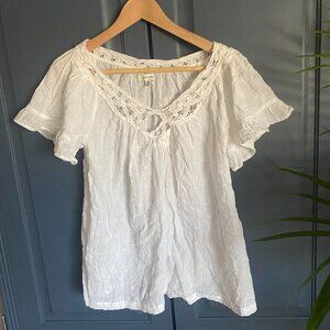Max Studio White Lace Came Womens Blouse Top Size Medium
